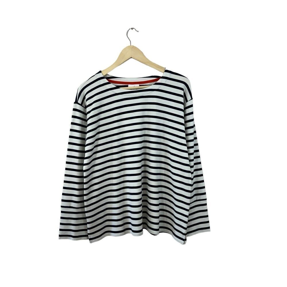 J Jill Medium Top Striped Pullover Black & White Long Sleeve Womens